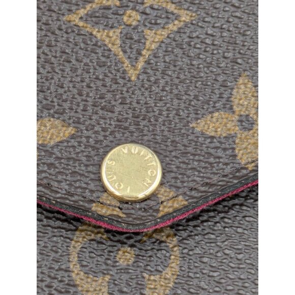 Pre-owned Louis Vuitton Monogram Pochette Felicie Chain Wallet Brown Fuchsia - Picture 9 of 14
